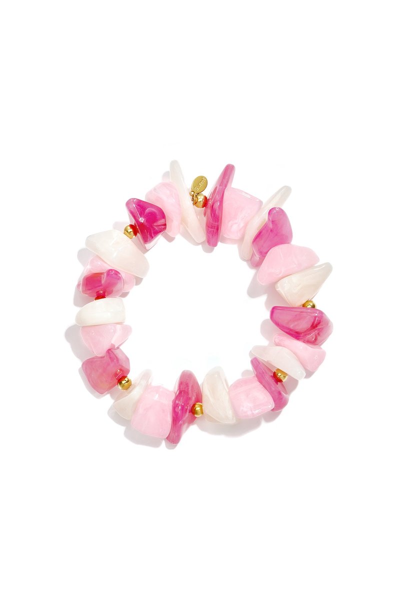 Lumi - Kralen Armband - Acryl - Stainless Steel - - Roze