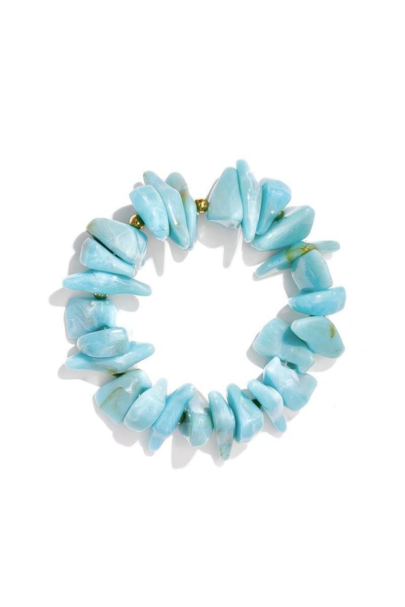 Lumi - Kralen Armband - Acryl - Stainless Steel - - meerblauw