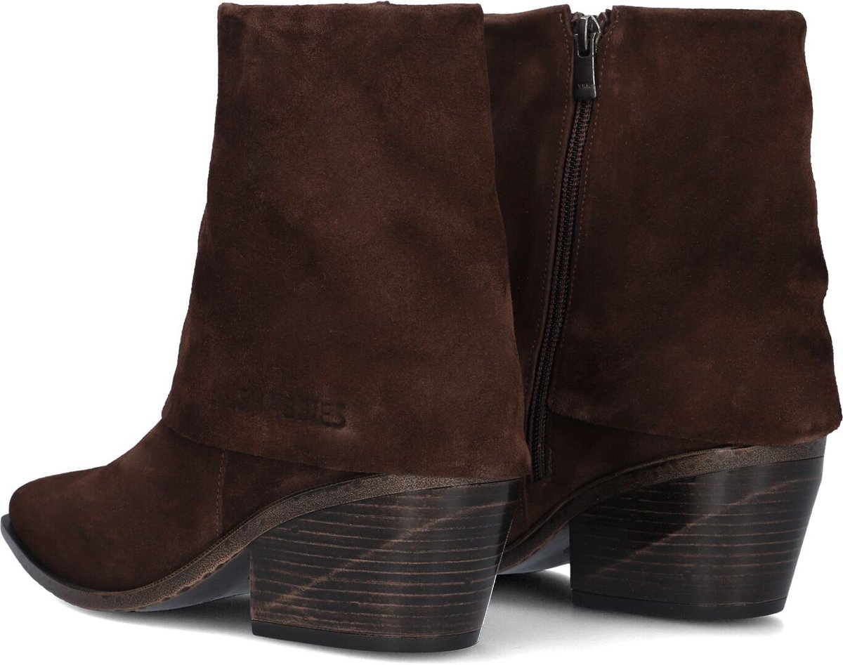 Shabbies Amsterdam - JAIRA DOUBLE Ankle Boot Suede Dark Brown - Maat 42