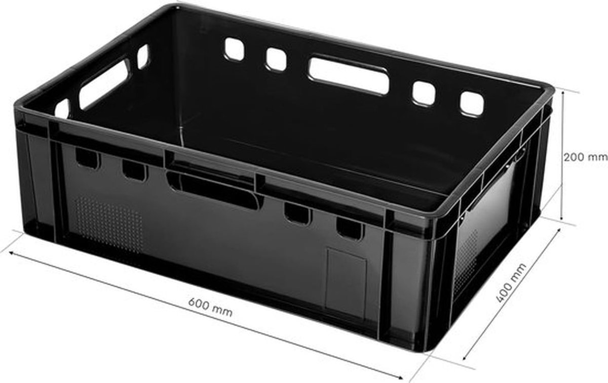 Opbergkist Robuust - Stapelbaar - 5 Stuks - 60 x 40 x 20 cm - Geschikt voor Levensmiddelen - Kunststof Eurobox - Opbergbox
