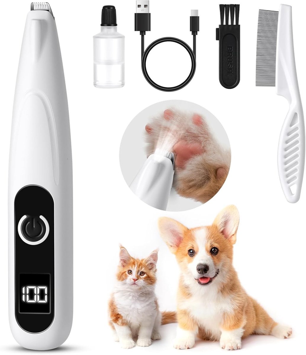 Hondentondeuse voor dikke vacht - Zwart - Oplaadbare Hondenpoottrimmer met LED-licht - Voor Honden en Katten