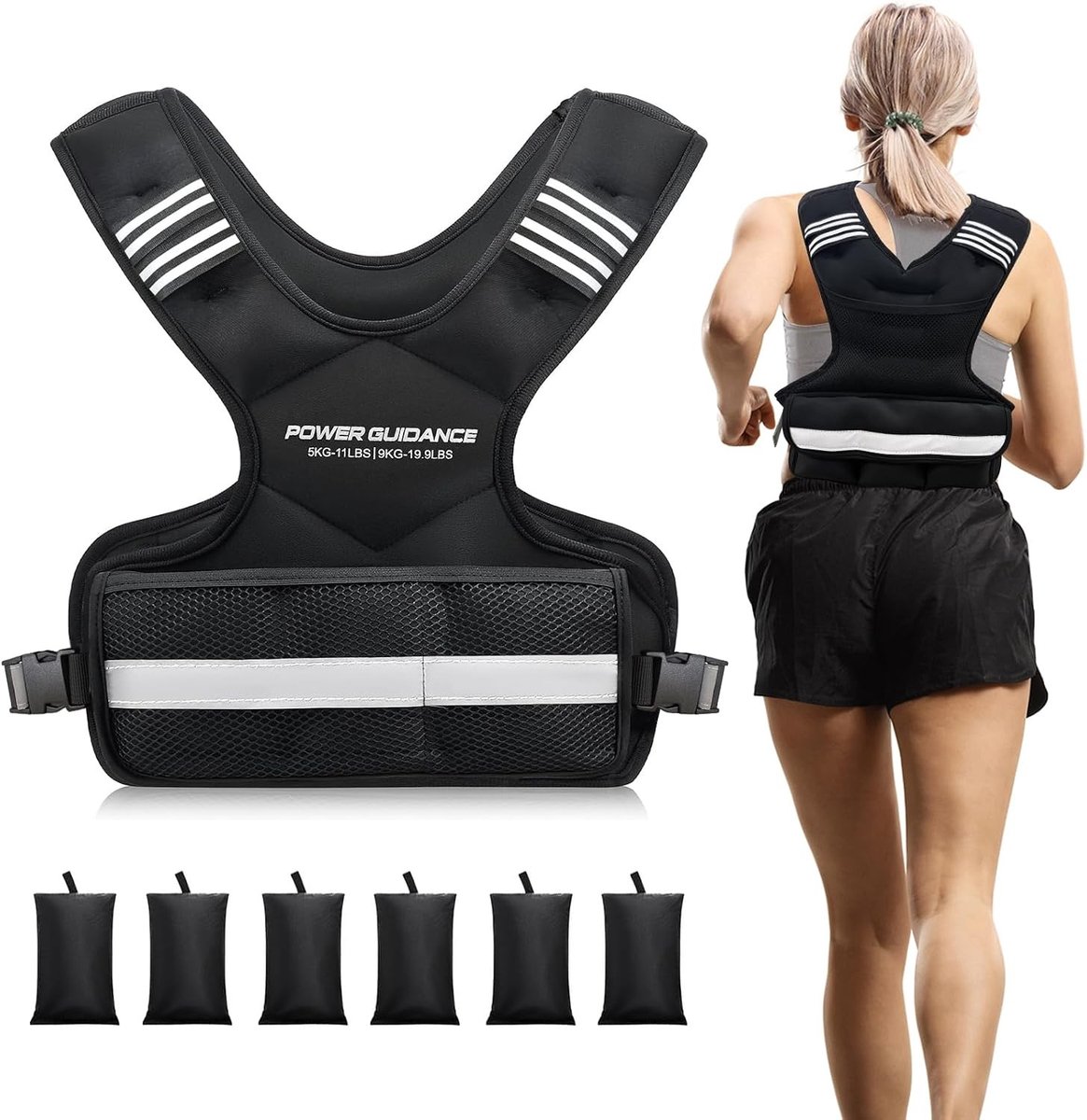 Loopvest - Zwart - 5-9 kg - Verstelbaar Gewichtsvest met Ademend Mesh - Voor Hardlopen en Krachttraining