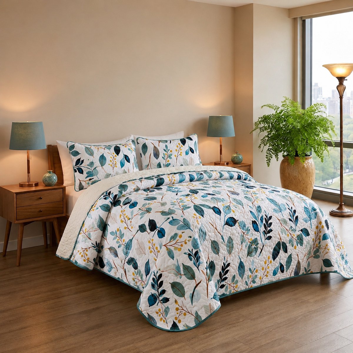 TRANKIELO® - Sprei 240x260 cm - Lichtgewicht spreiovertrek met 2 Kussenslopen - Elegante Bloemenprint