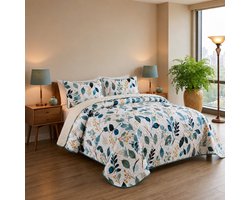 TRANKIELO® - Sprei 240x260 cm - Lichtgewicht spreiovertrek met 2 Kussenslopen - Elegante Bloemenprint