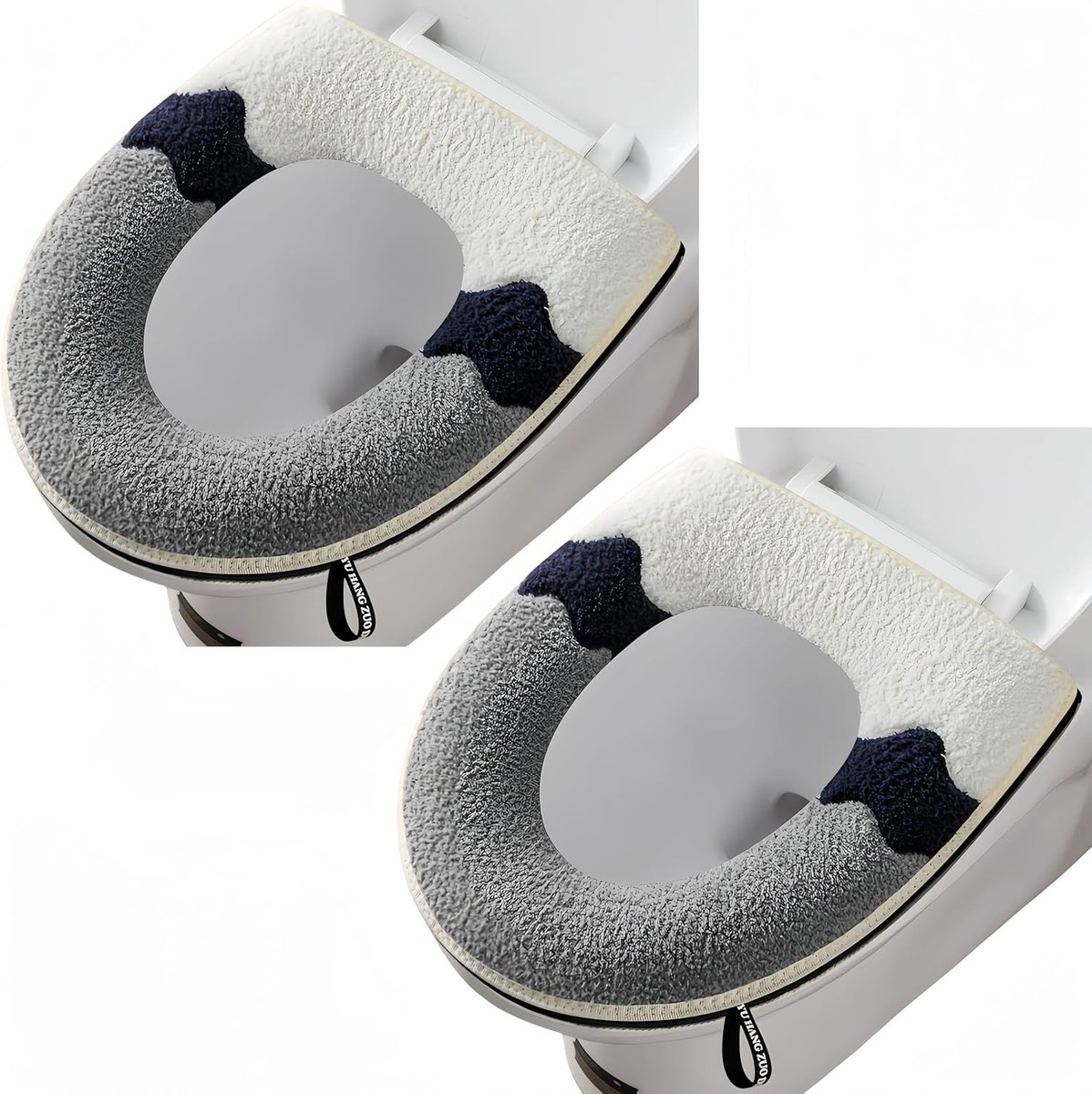 2 Stuks - Dikkere Badkamer Zachte Toiletbrilhoesjes met Handvat Toiletdeksel Kussen Zacht Dikker Wasbaar Past op Alle Ovale Toiletbrillen