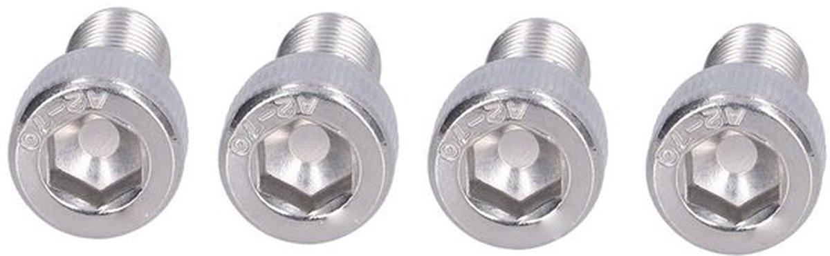 Zeskantschroef M10 1,25 mm - 4 Stuks - Roestvrij Staal A2-70 - Bevestigingshardware - DIN 912 - Hoofddiameter 16 mm - Zeskantbout