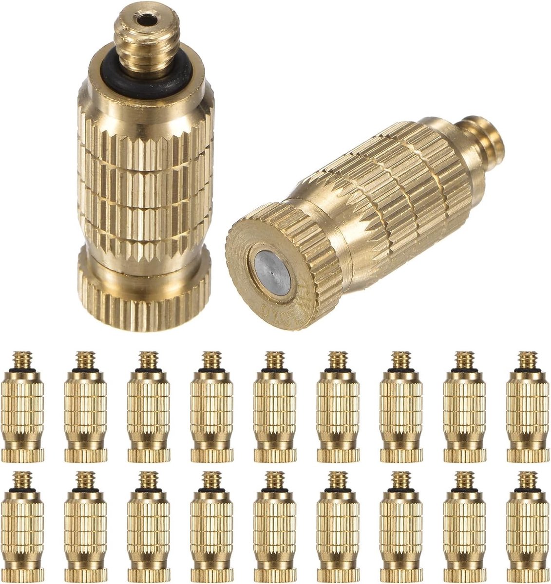 20-Pack Messing Vernevelingsdoppen met 0.004"/0.1mm Opening voor Hoge Druk, Ideaal voor Buitenkoeling, Kassen en Tuinlandschap
