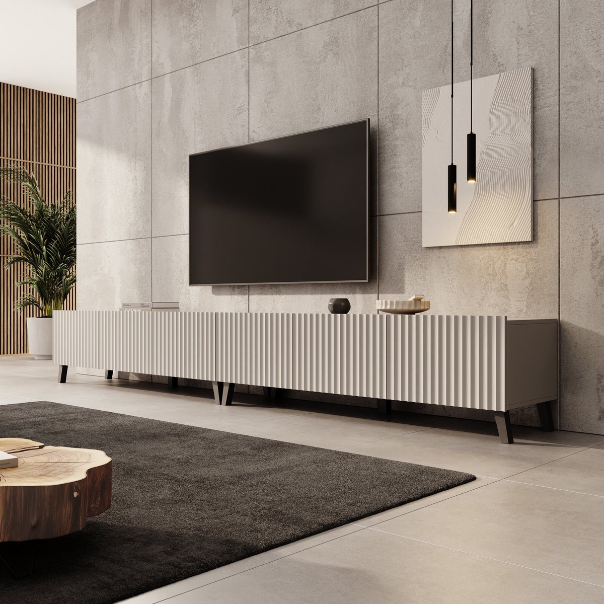 Meubella - TV-Meubel Pepinos 2 - Beige - 300 cm