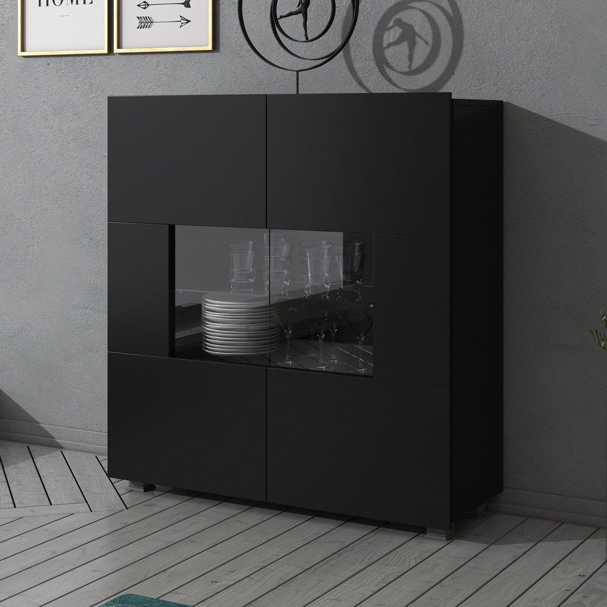 Meubella - Dressoir Calgary - Mat Zwart - 100 cm