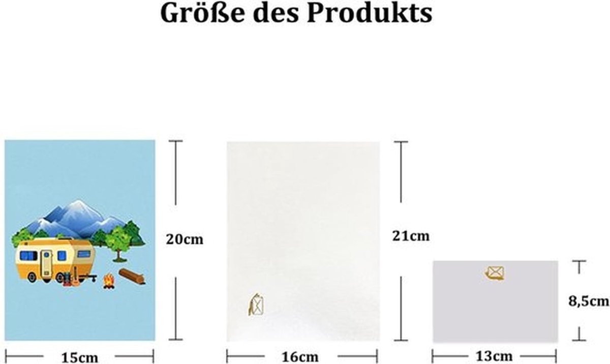 Pop-upkaart Camping met Caravan - 3D Wenskaart - Grappige Kampeergeschenken - Reisvoucher - Cadeaubon Camping - Blanco Kaart