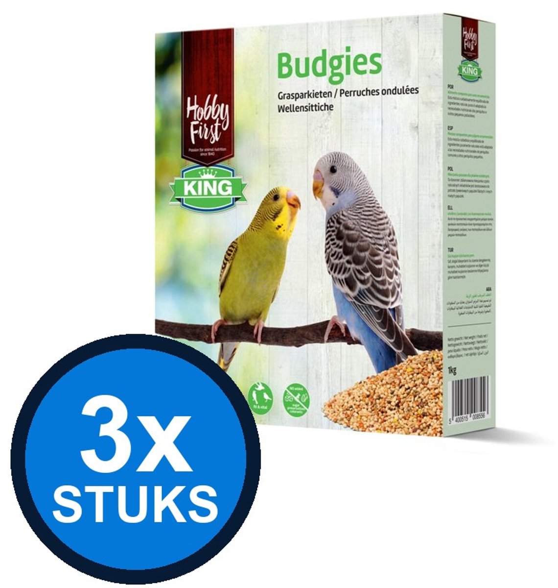 3x Hobby First King Grasparkiet - Vogelvoer - 1kg