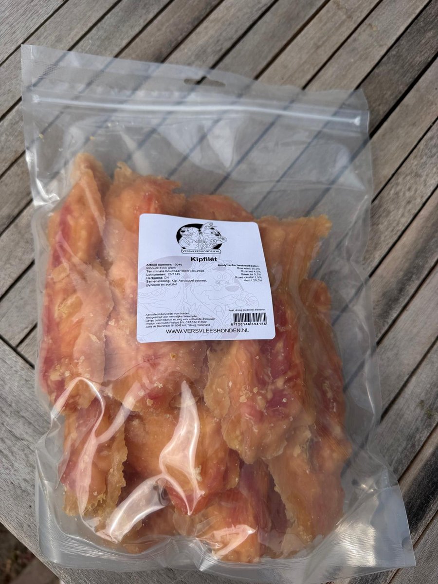 Versvleeshonden Hondensnack Kipfilet 1000 gram