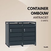ParcelXL Kliko Ombouw 240L – Containerombouw voor 2 Afvalcontainers – Metaal Antraciet – Bovenkleppen & Afsluitbaar