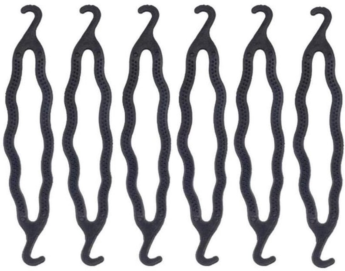Haarkapstok - 6 Zwarte Kunststof Haarspelden - Duurzaam ABS - Slijtvast en Sterk - Voor Meisjes en Vrouwen - 20,4 cm x 1,5 cm - Haarklem