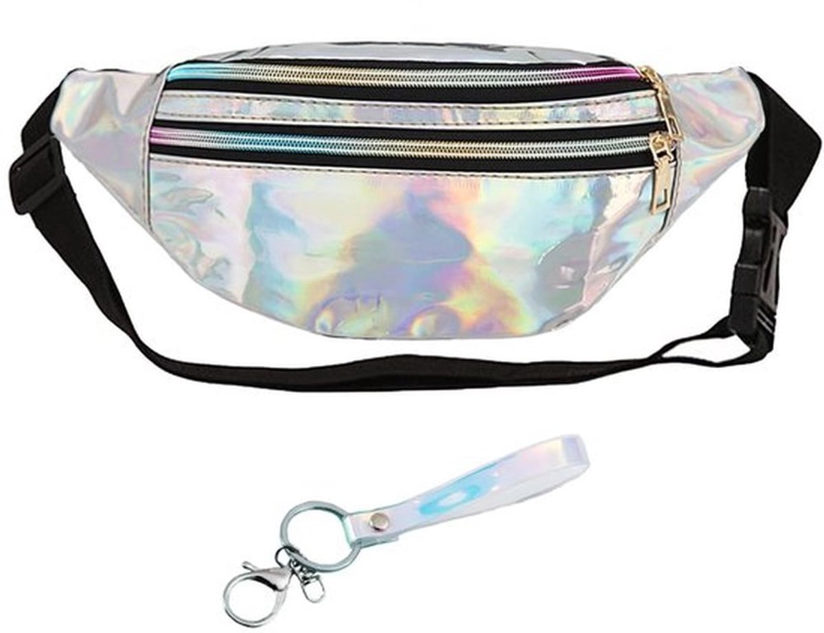 Heuptas Waterdicht - Zilveren Heuptas - Buitensporten - Uniseks Tas - Lakleer/Polyester - Afmetingen 30 x 12 x 13 cm - Schoudertas