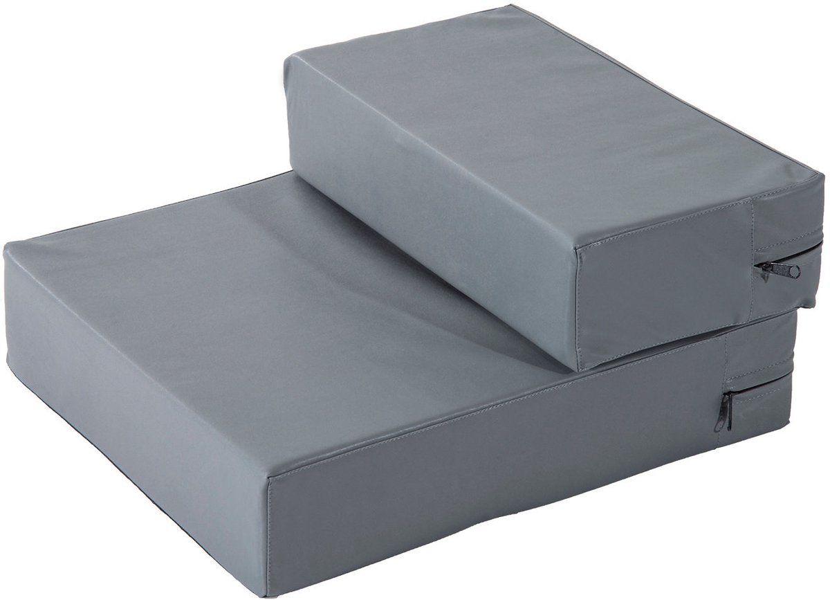 Opvouwbare hondentrap - kattentrap - instaphulp - 20 cm hoog - 2 treden voor bed - bank - fauteuil en auto - grijs