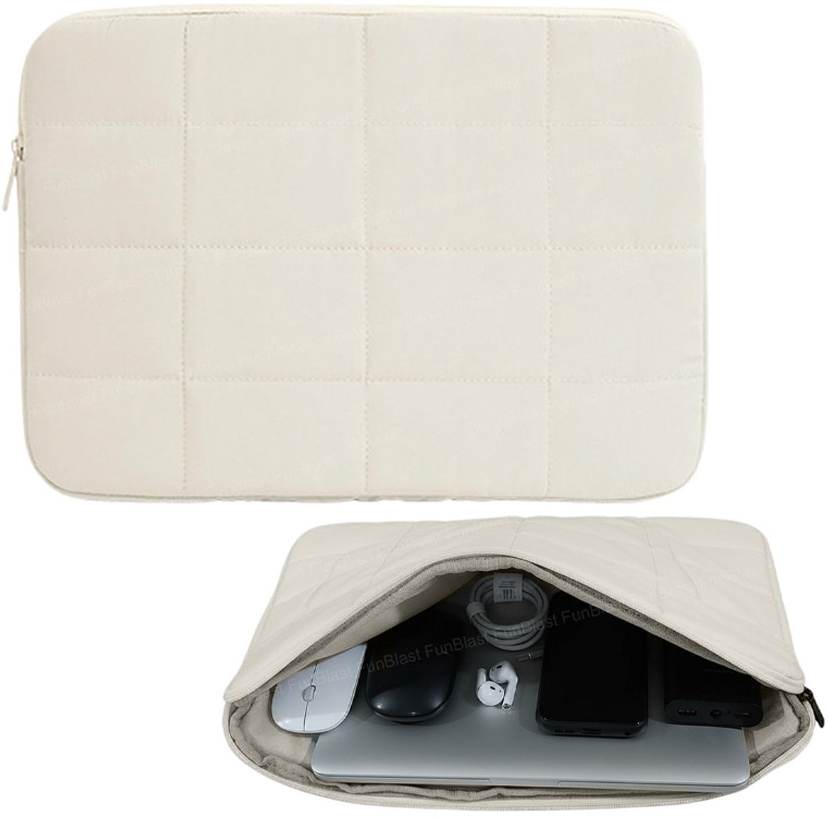14-Inch Laptophoes - 1 Stuk - Laptop Soft Sleeve - Laptop Sleeve - Laptop Cover - Gewatteerde Laptoptas - Laptophoezen - Schokbestendig En Waterdicht - Geschikt Voor De Meeste Modellen - Gebroken Wit
