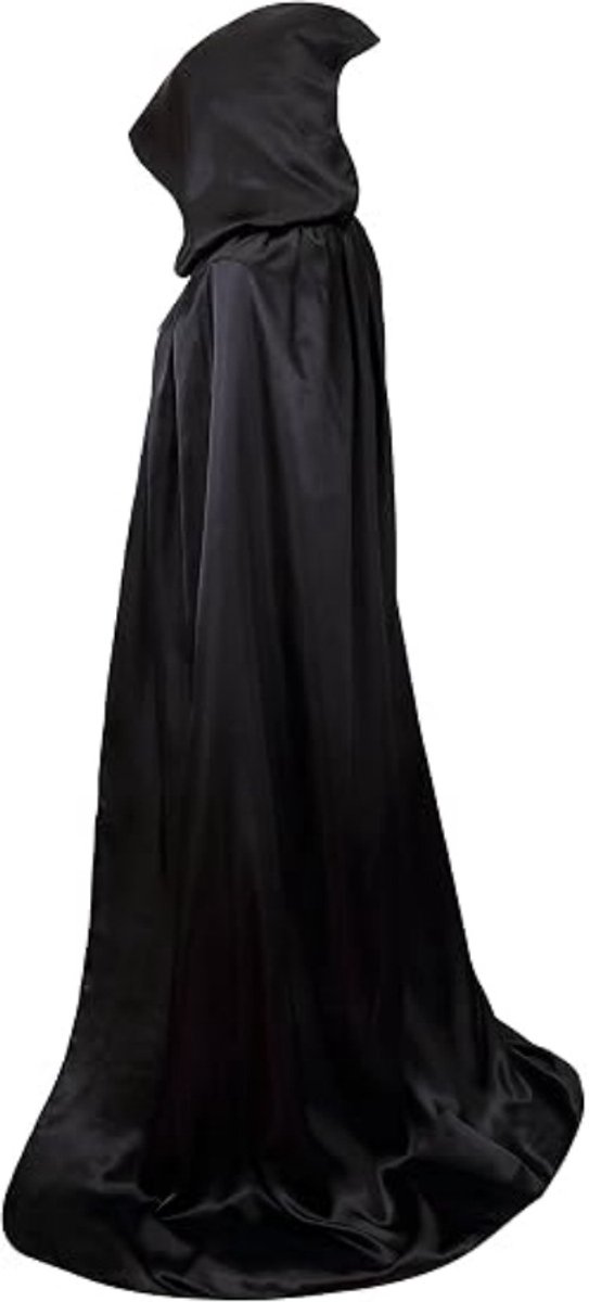 Daity Halloweencape/mantel — Spookachtige cape met capuchon — Unisex kostuum voor volwassenen, geschikt voor Halloweenfeesten, cosplay en verkleedpartijen (150 cm)
