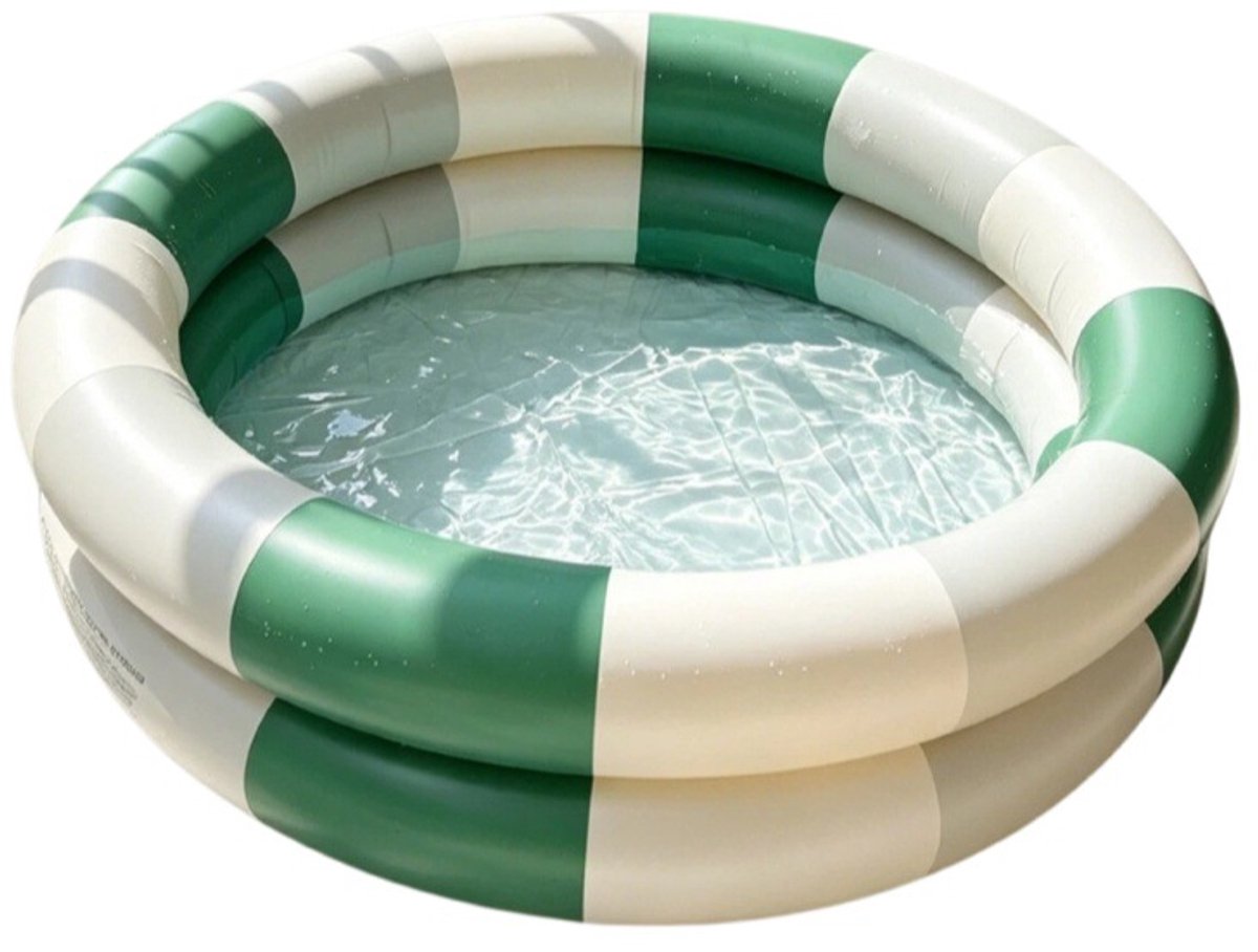 Opblaasbaar zwembad – Kinderzwembad – Babybadje – Rond zwembad – 90 cm – Kinderzwembad voor binnen en buiten – Groen & wit
