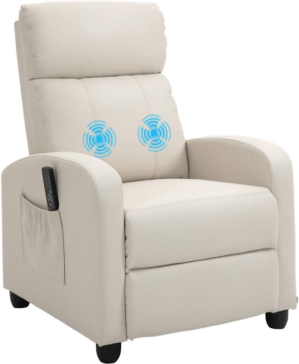HOMCOM Massage Relaxbank - PU-leer - 68x88x98cm - Crème