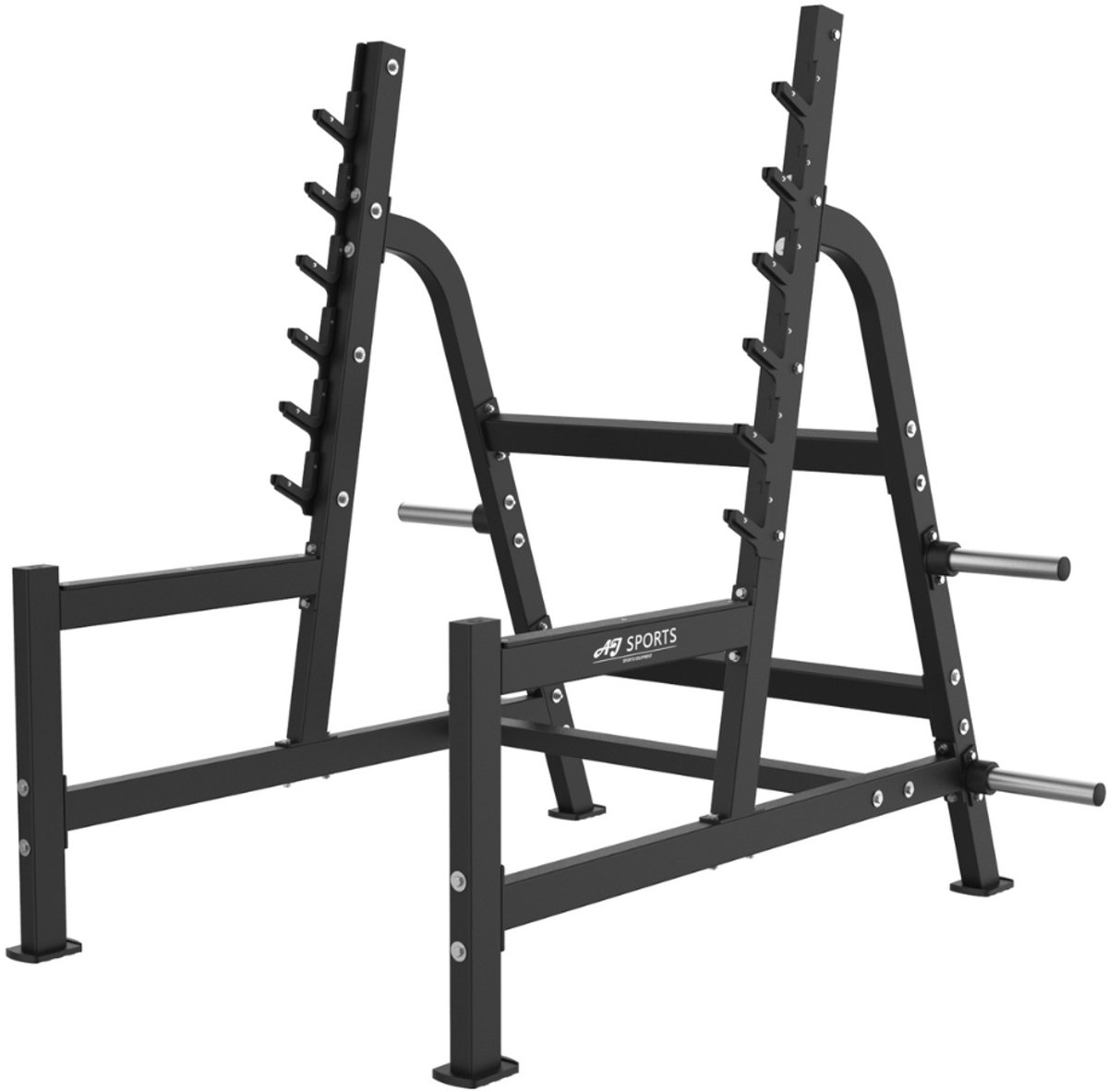 AJ-Sports Squat Rack – Halterrek met Veiligheidssteunen – 4 Halterschijfhouders – Professioneel Krachtstation
