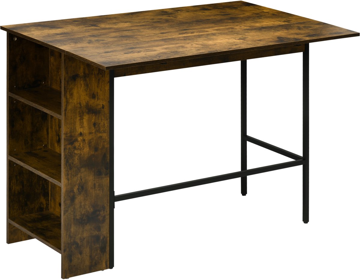 HOMCOM bartafel met plank - spaanplaat - 120x76x91,4 cm - rustiek bruin