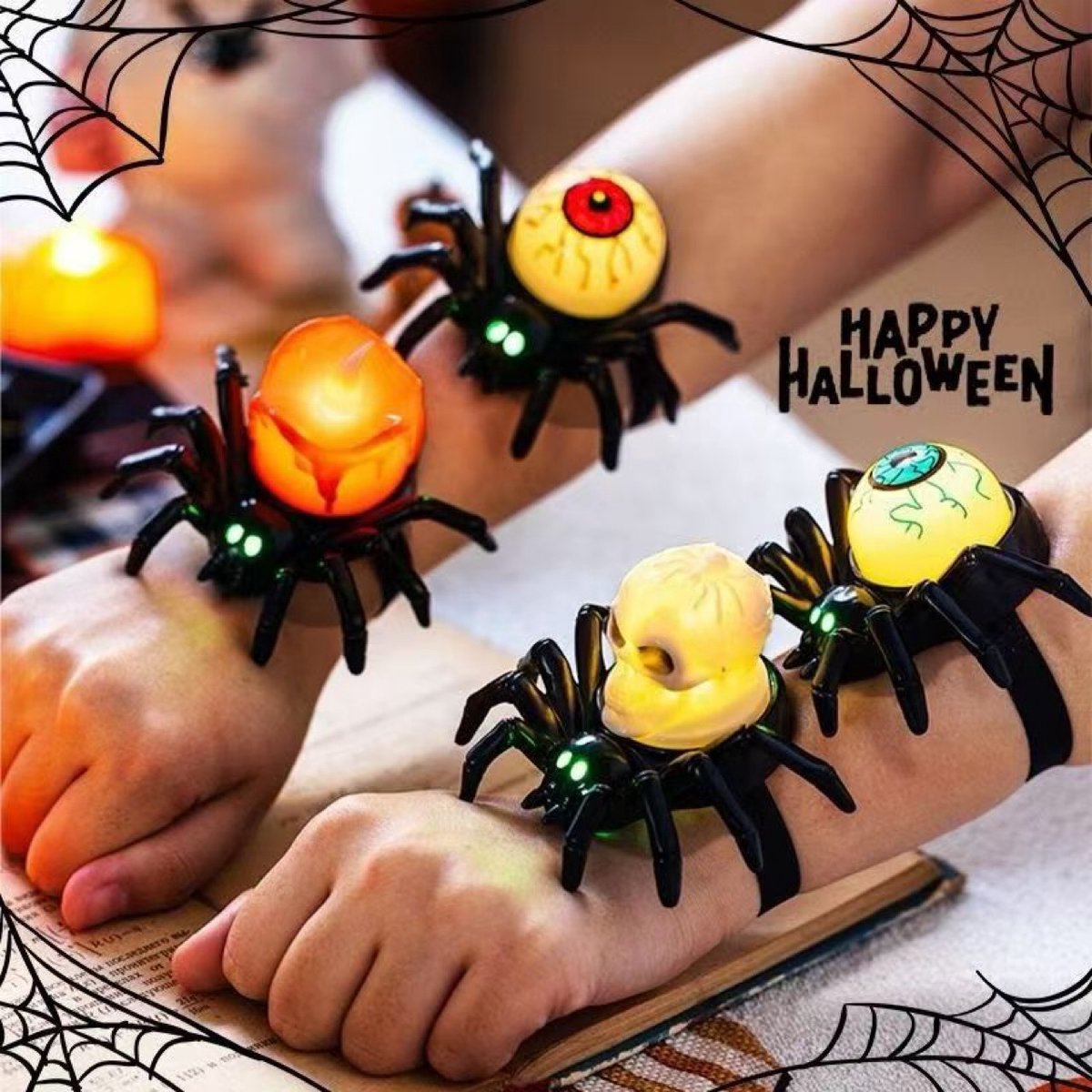 Halloween lichtgevende armbandset - LED-verlichting - decoratief en feestelijk - voor feestjes en evenementen - gloeiende accessoires - voor feestgangers - meerkleurig - 4 stuks