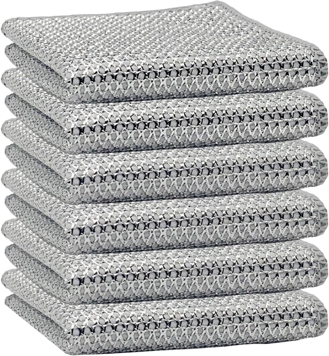 Dubbellaagse Vaatwasreinigingsdoeken - Zilver - 20 x 20 cm - Roestvrijstalen Doeken voor Huishoudelijk Gebruik