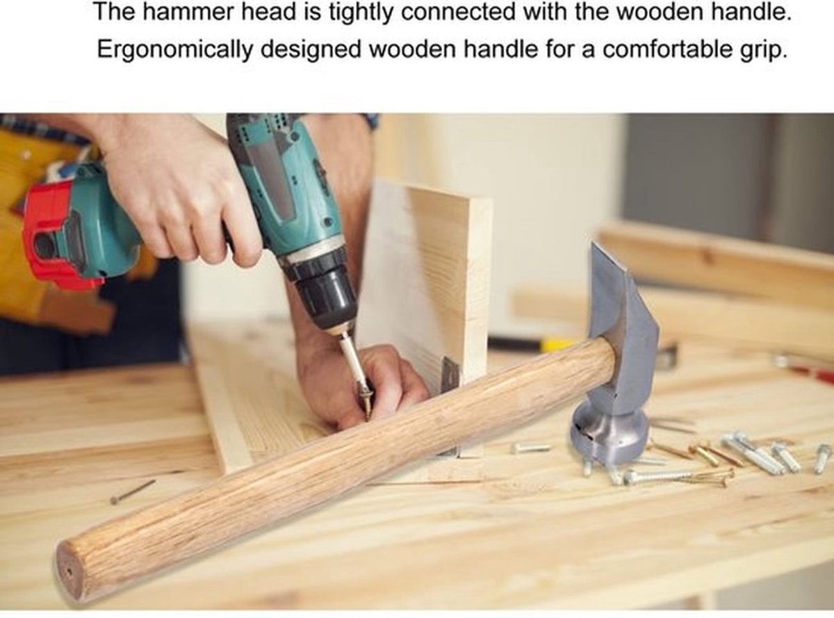 Hamer 25 cm - Stalen Hamer - Houten Handgreep - Ergonomisch Ontwerp - Ambachtelijke Productie - Schoenreparatie - Schoenhamer