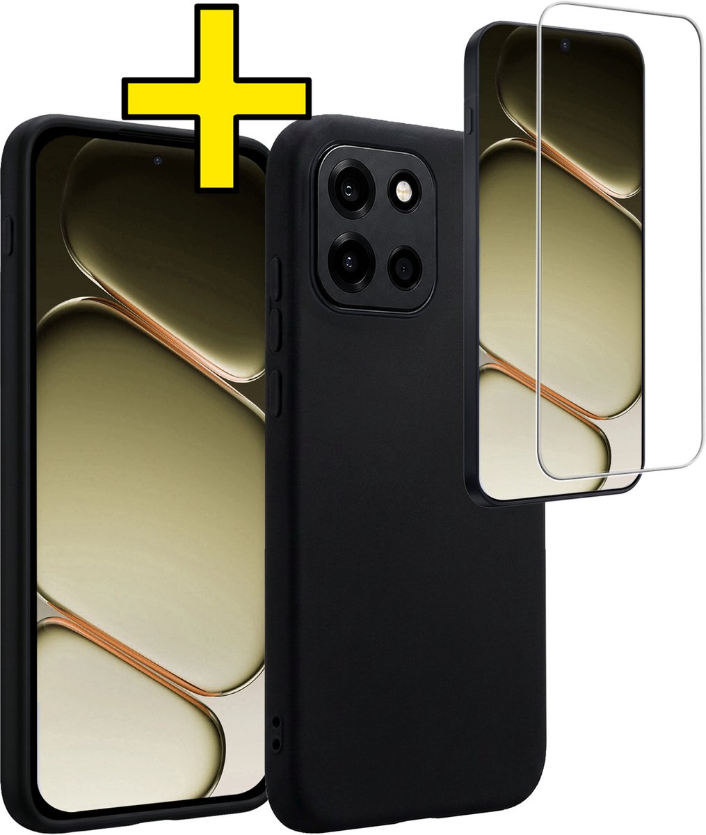 Hoesje - Met Screenprotector - Geschikt voor OnePlus Nord 6 - Sterk & Shockproof - Back Cover - Siliconen Case - Telefoon Hoes - Telefoonhoesjes - Zwart