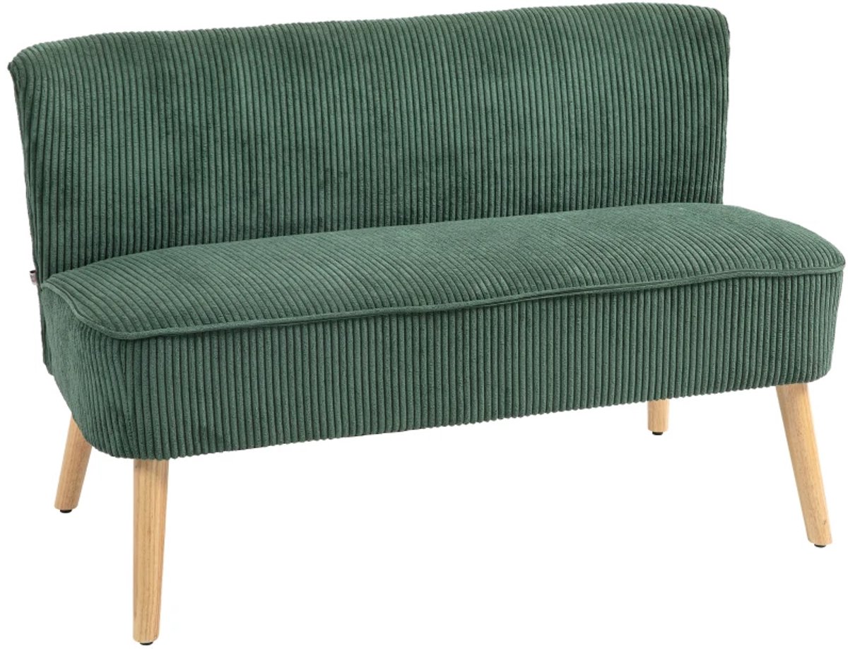 2-Zitsbanken - Gestoffeerde Bank - Houten Frame - Fluweelachtig Polyester - Schuimvulling - 117 x 56,5 x 77 cm - Groen