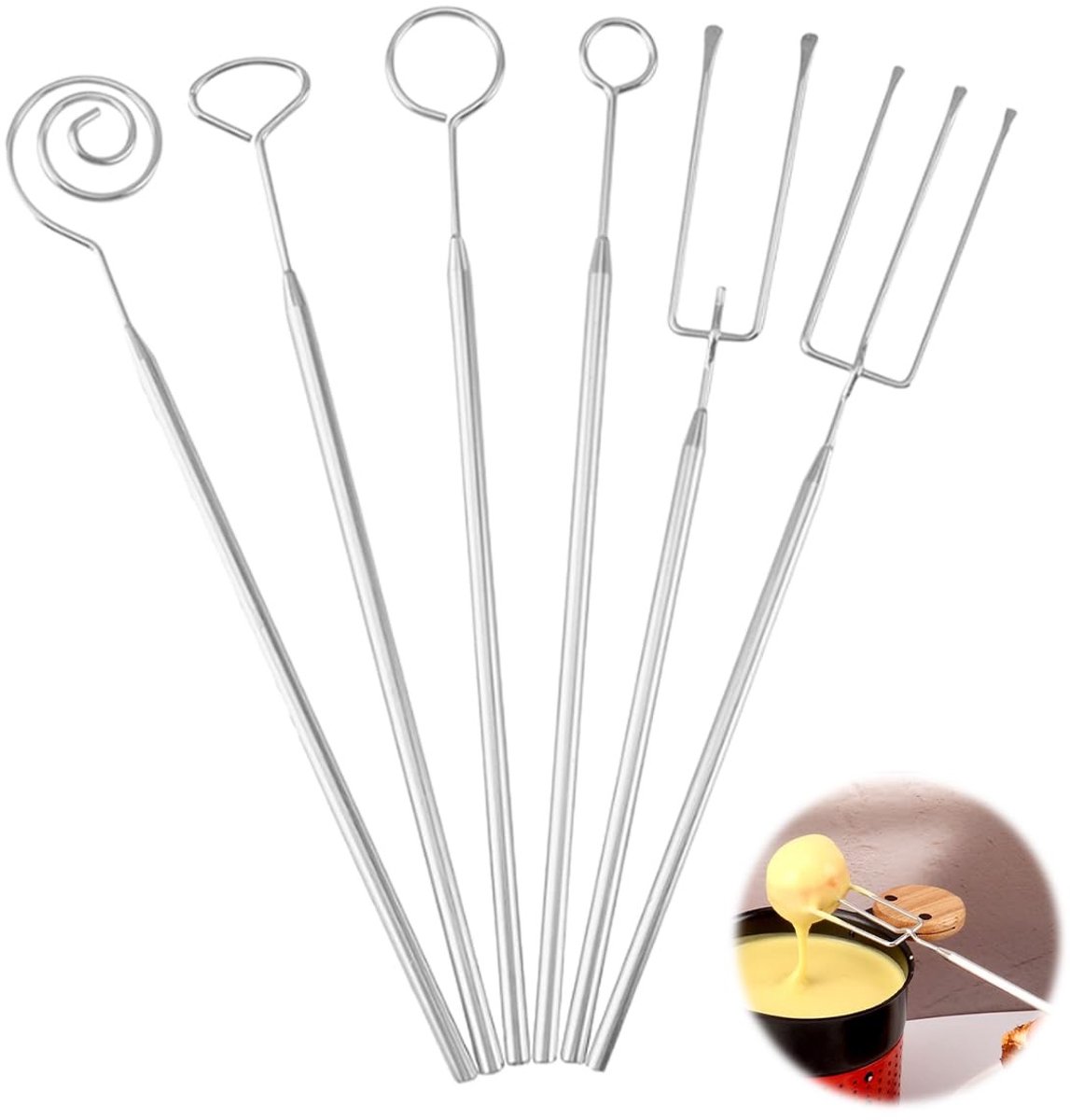 Solidchoice - Set van 6 Chocoladevorken van Roestvrij Staal 20cm