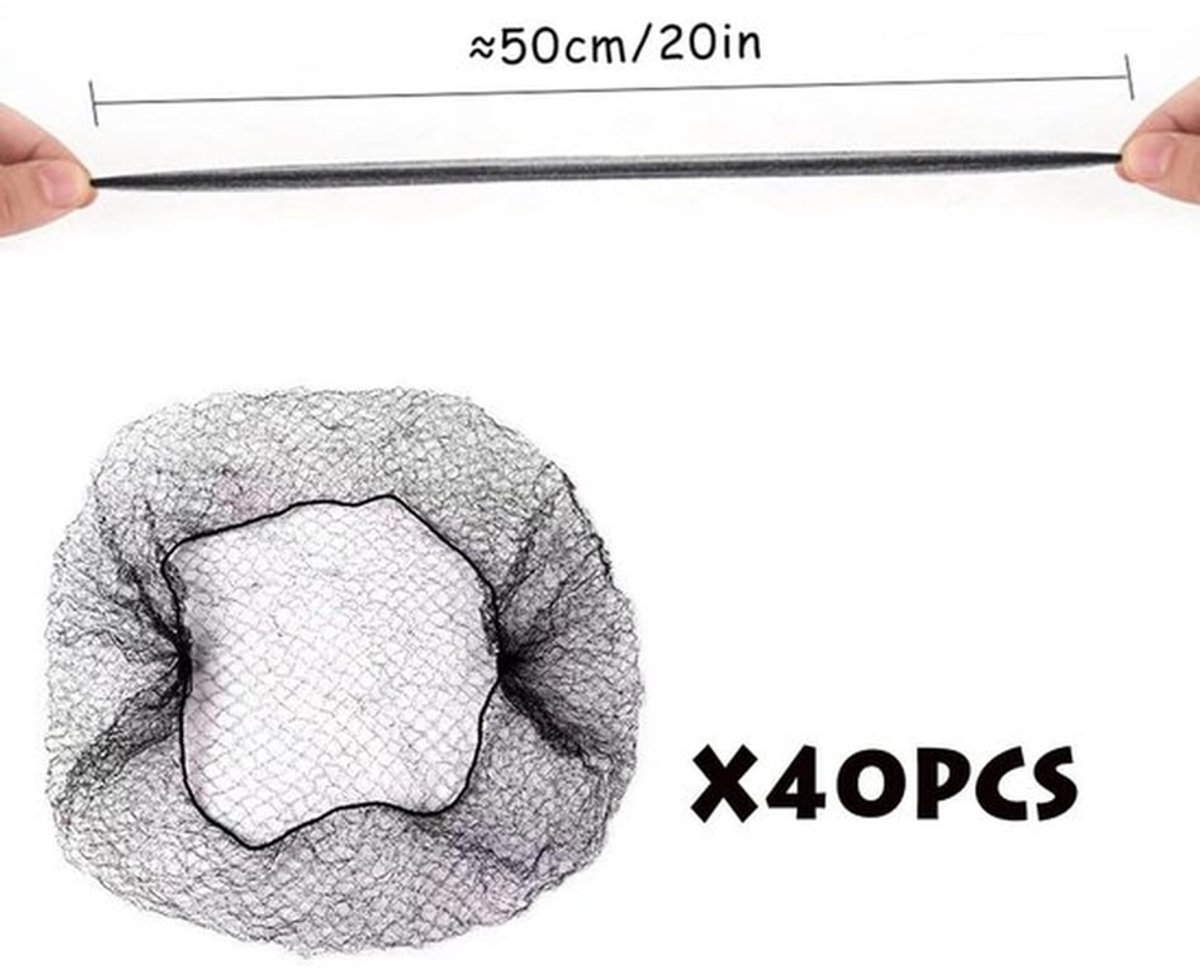 Haarnet 40 stuks - Onzichtbaar/Elastisch - Zacht/Duurzaam - Lichtgewicht/Mesh - Ideaal voor Ballet - Tot 50 cm uitrekbaar - Haarknot