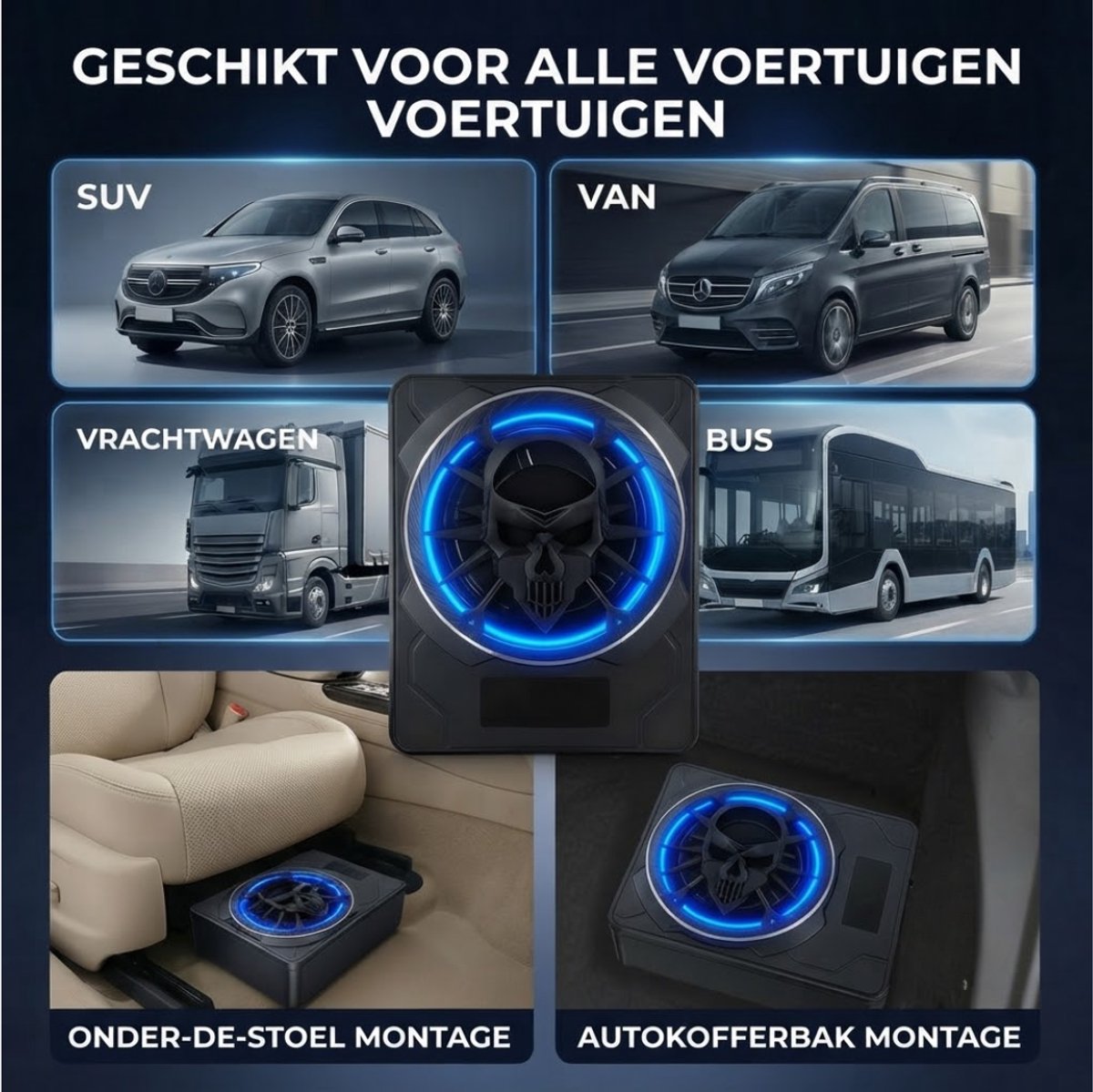 Subwoofer Auto - Actieve Subwoofer Kist - Subwoofer Auto met Versterker - Zwart - 35cm x 26cm x 35cm – foto 4
