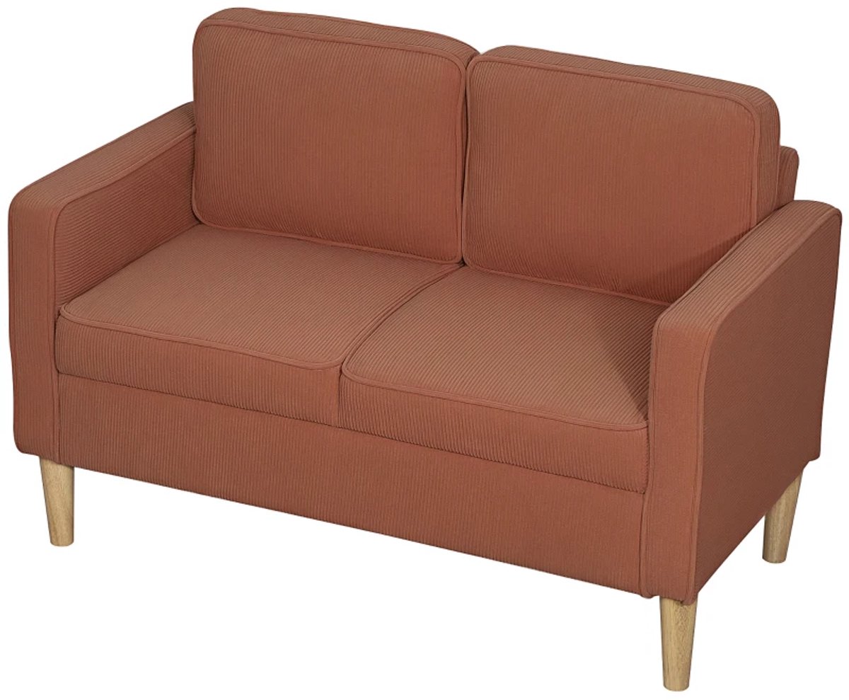 2-Zitsbanken - Tweezitsbank met Opbergruimte - Massief Houten Poten - Voor Woonkamer en Slaapkamer - 117 x 63 x 79 cm - Oranje