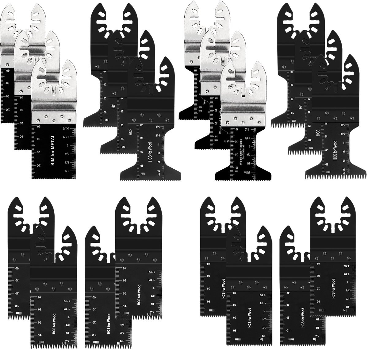 20-delige zaagbladenset voor Fein Multimaster - Combinatiezaagbladenset voor kantentrimmer - Zaagbladenset voor multitool - Inclusief opbergdoos