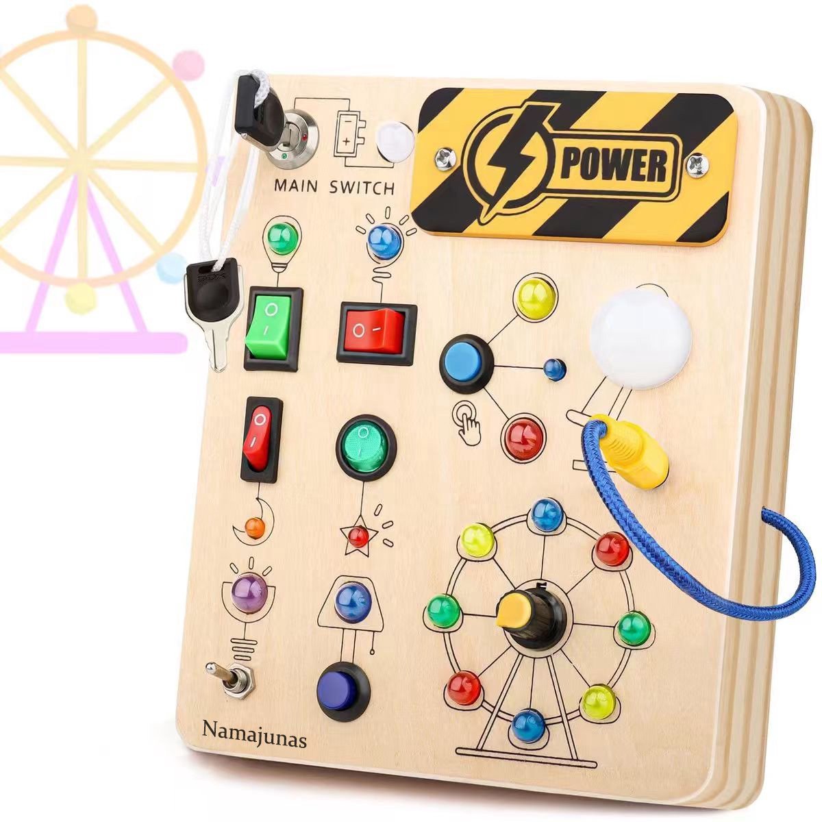 casalora - Montessori speelgoed -Houten speelgoed - Montessori Activiteitenbord - Montessori Busy Board for Toddlers 1-4 - Sensory LED Light Switch Busy Board Toy, - Educatief Speelgoed 1-4 jaar