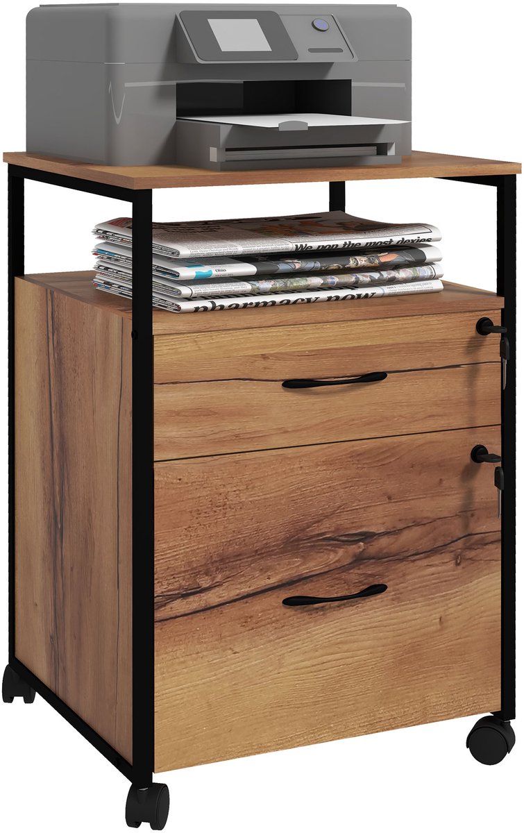 Vinsetto archiefkast - Spaanplaat, staal - 44 x 40 x 66,5 cm - Rustiek bruin