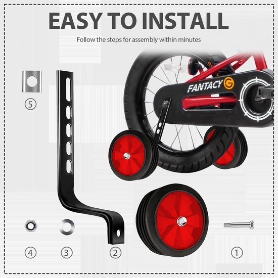 Steunwielen voor Kinderfietsen, Universaal voor 12-20 Inch Fietsen — afbeelding 3