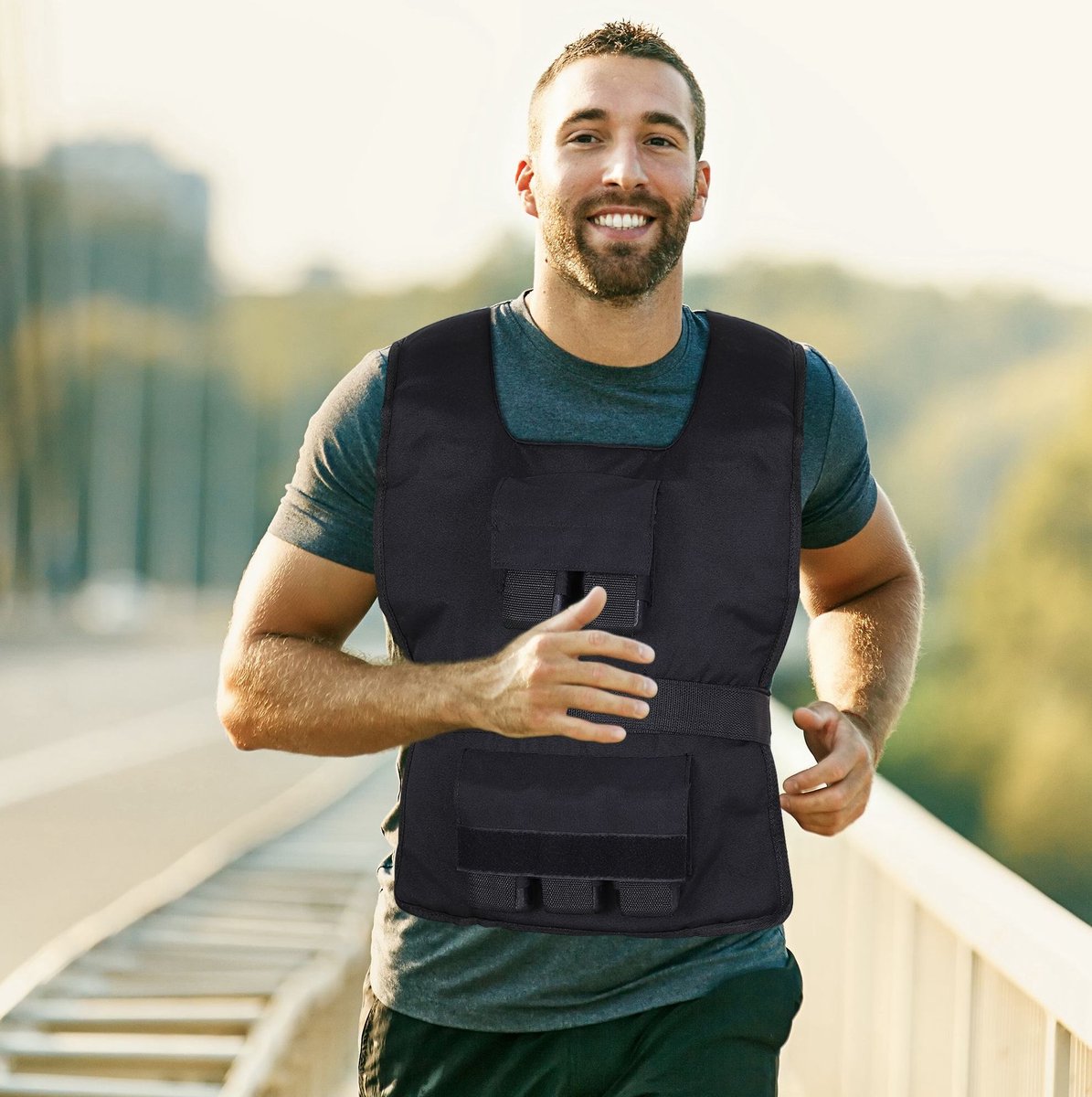 REDOM - Gewichtsweste - Verstelbaar - Met 30 uitneembare ijzeren gewichten - Voor training, hardlopen en springen - Oxford stof en ijzer - Zwart - 36 x 52 cm