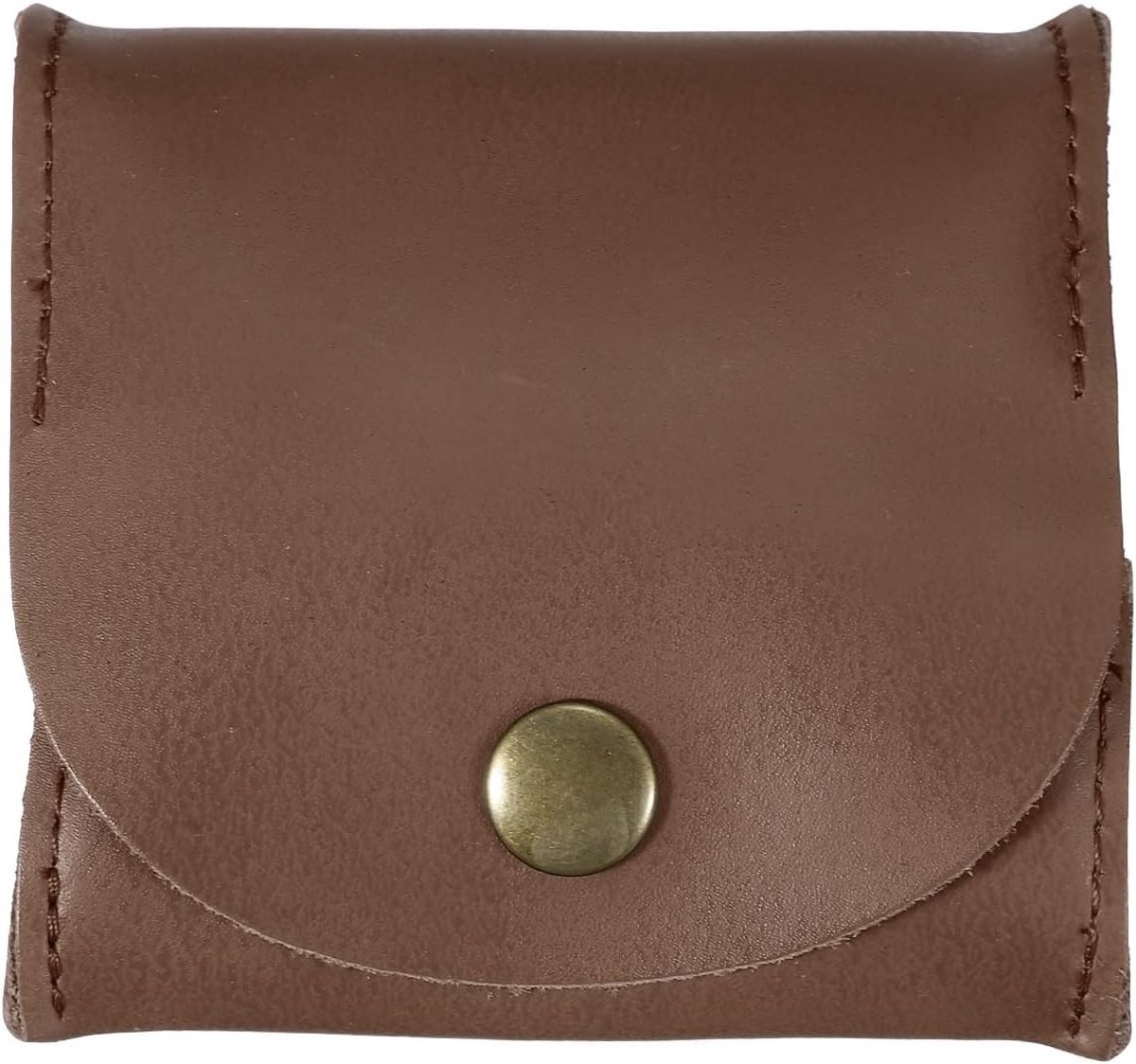 Rustieke lederen muntzak voor munten en kleine accessoires, uniseks, drukknoopsluiting, donkerbruin, ideaal voor sieraden en hoofdtelefoon