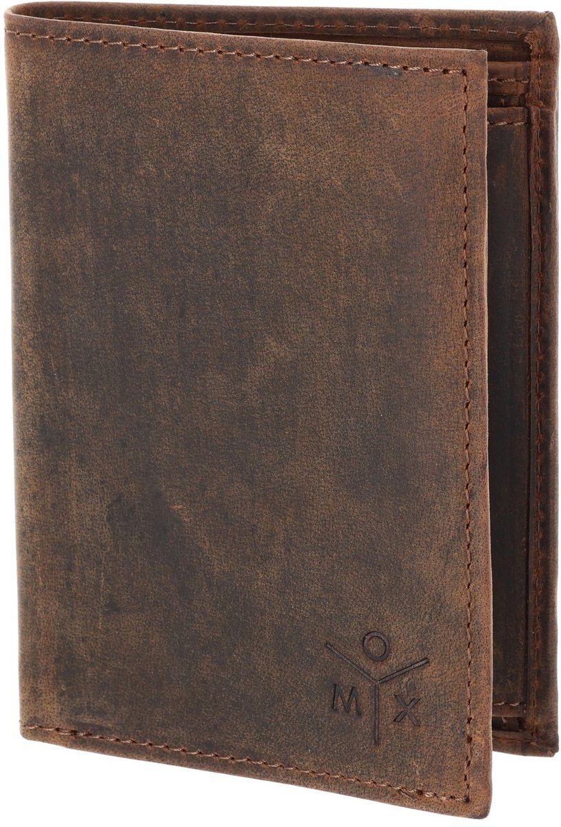 oxmox Leren portemonnee Leather RFID Protect Kombibörse Ox 2.0 Embossed Vintage Dark Brown donkerbruin