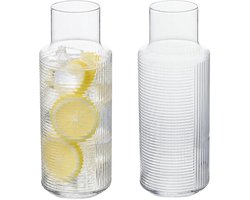 Secret de Gourmet schenkkan / water karaf - 2x - transparant glas - 1200 ml - D9 x H25 cm - Limonade/wijn/sappen