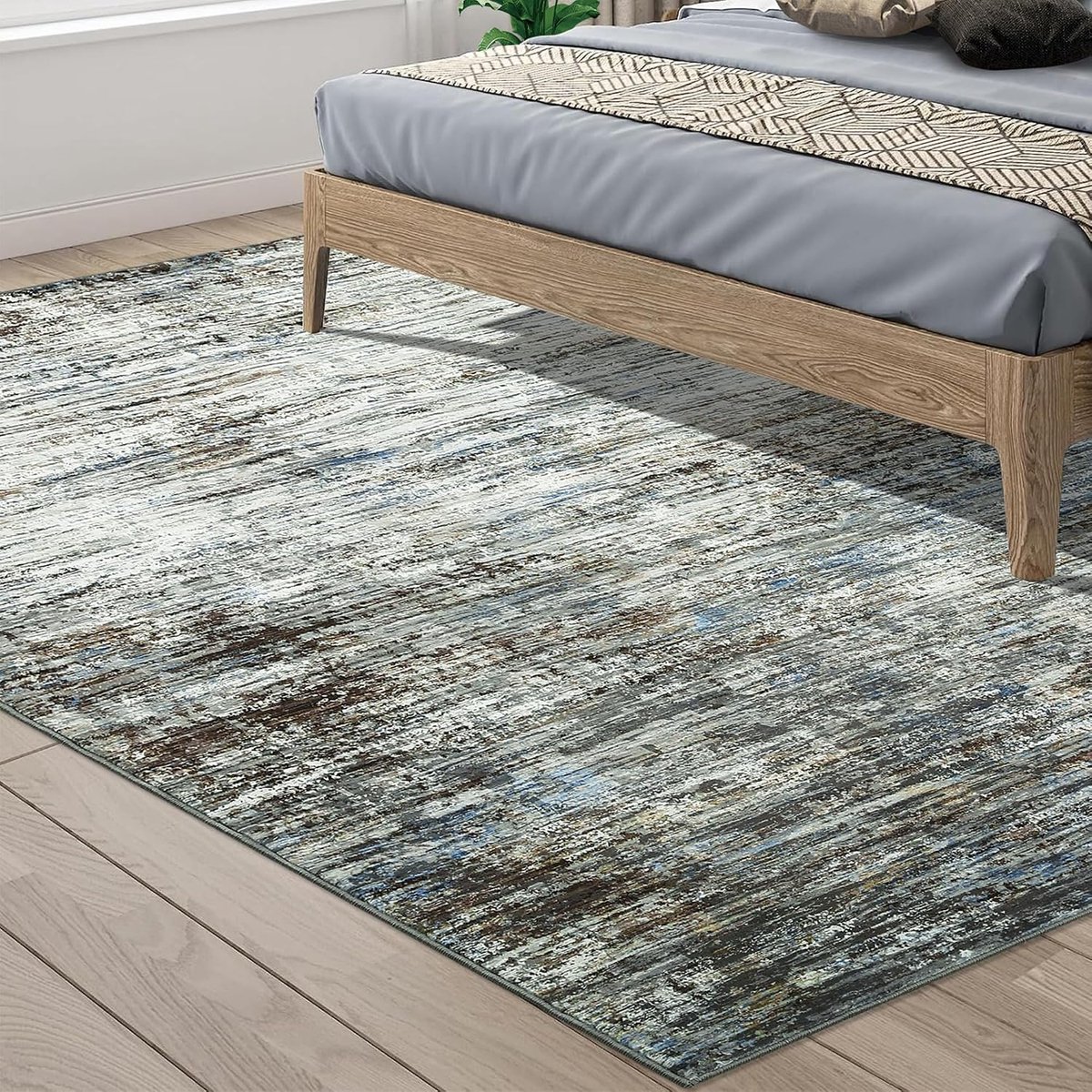 Vloerkleed Abstract Blauwgrijs 240x340 cm Fluweel Pearl Velvet TPR Opvouwbaar