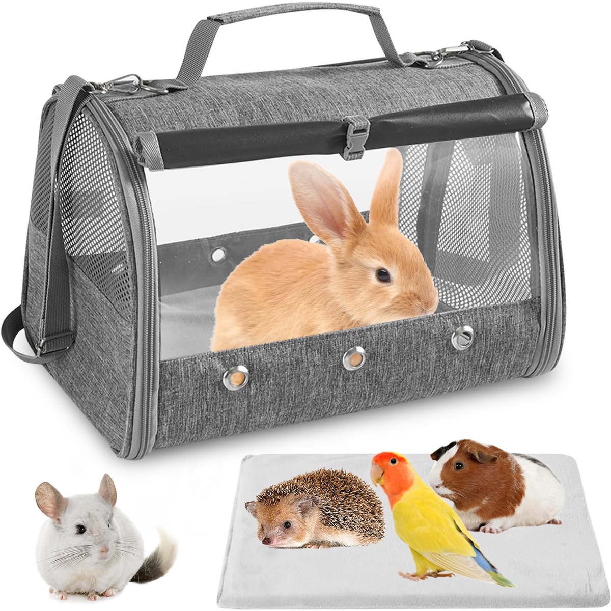 Famanu – Kleine huisdierdraagtas met kussen, voor kleine dieren zoals katten en cavia's, opvouwbare transportbox voor kittens en puppy's