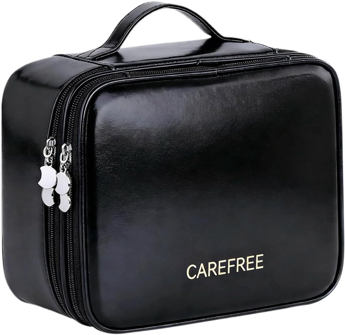 Grote Reis-Make-uptas - Zwart - 23,5 x 13 x 19,5 cm - Waterdichte Tas met Verstelbare Verdelers - Voor Dames