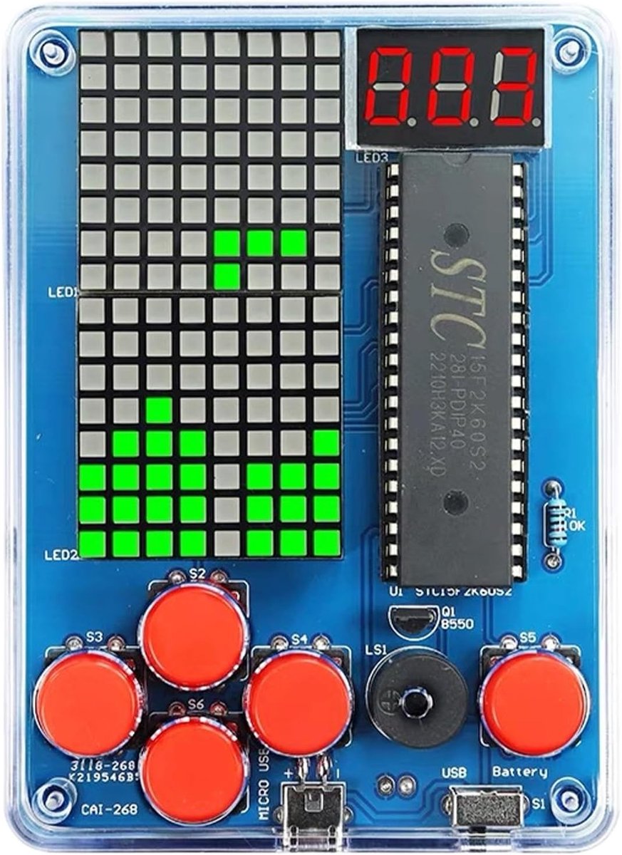 DIY Spelconsole Solderen Bouwpakket - Groenlicht - 102 x 74 x 28 mm - Elektronische Componenten - Voor Studenten en Hobbyisten