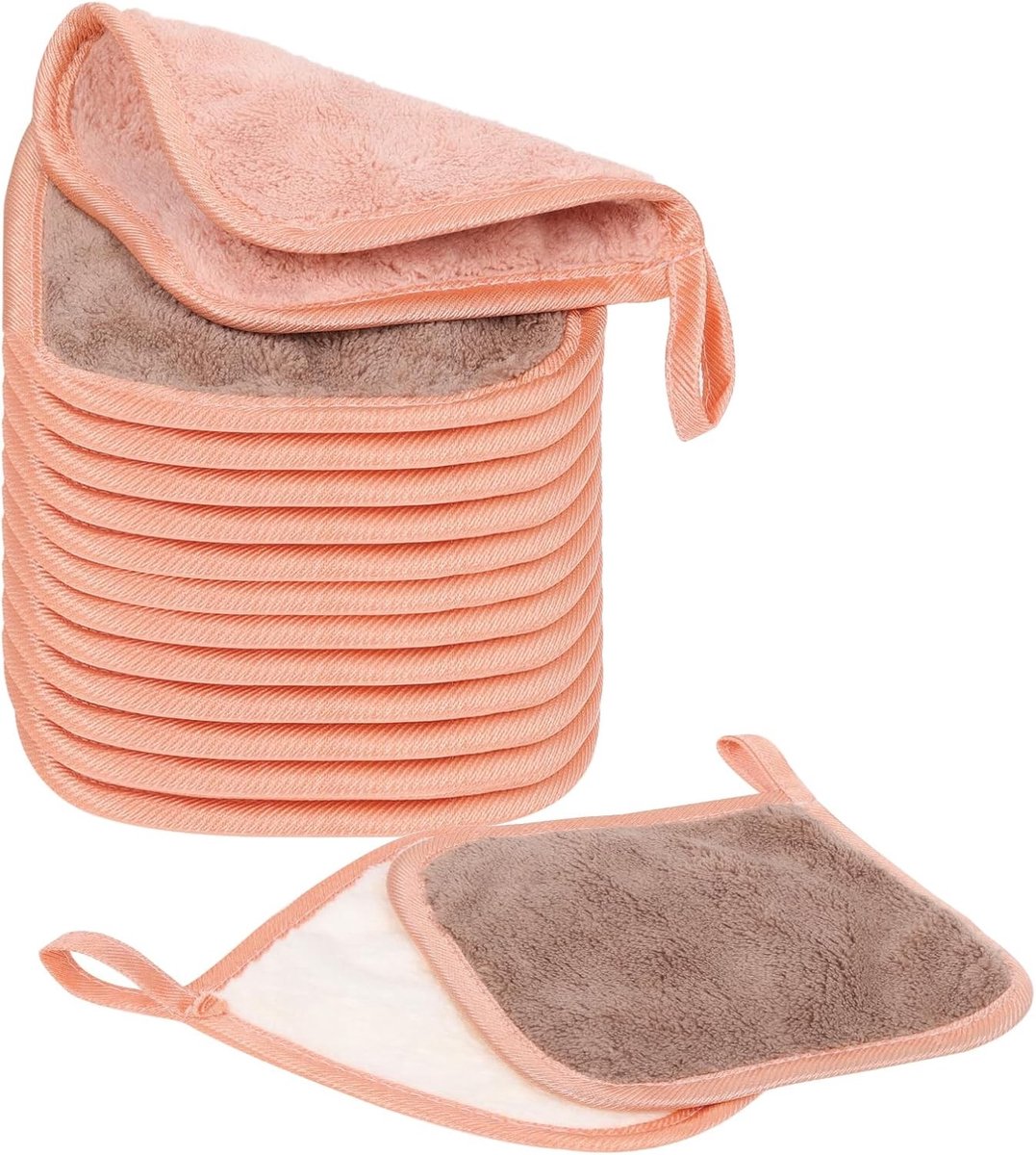 Herbruikbare Make-up Verwijderdoeken - 12 Stuks Microvezel Gezichtsreinigingsdoekjes, Mini Make-up Verwijder Pads, Wasbare Reinigingsdoeken voor Gevoelige Huid en Reizen