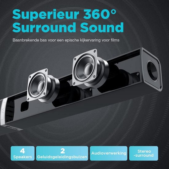 Soundbar - Speakersysteem - Verrijk je Geluid - Splitsbaar Ontwerp - 80 Centimeter - Zwart — afbeelding 5