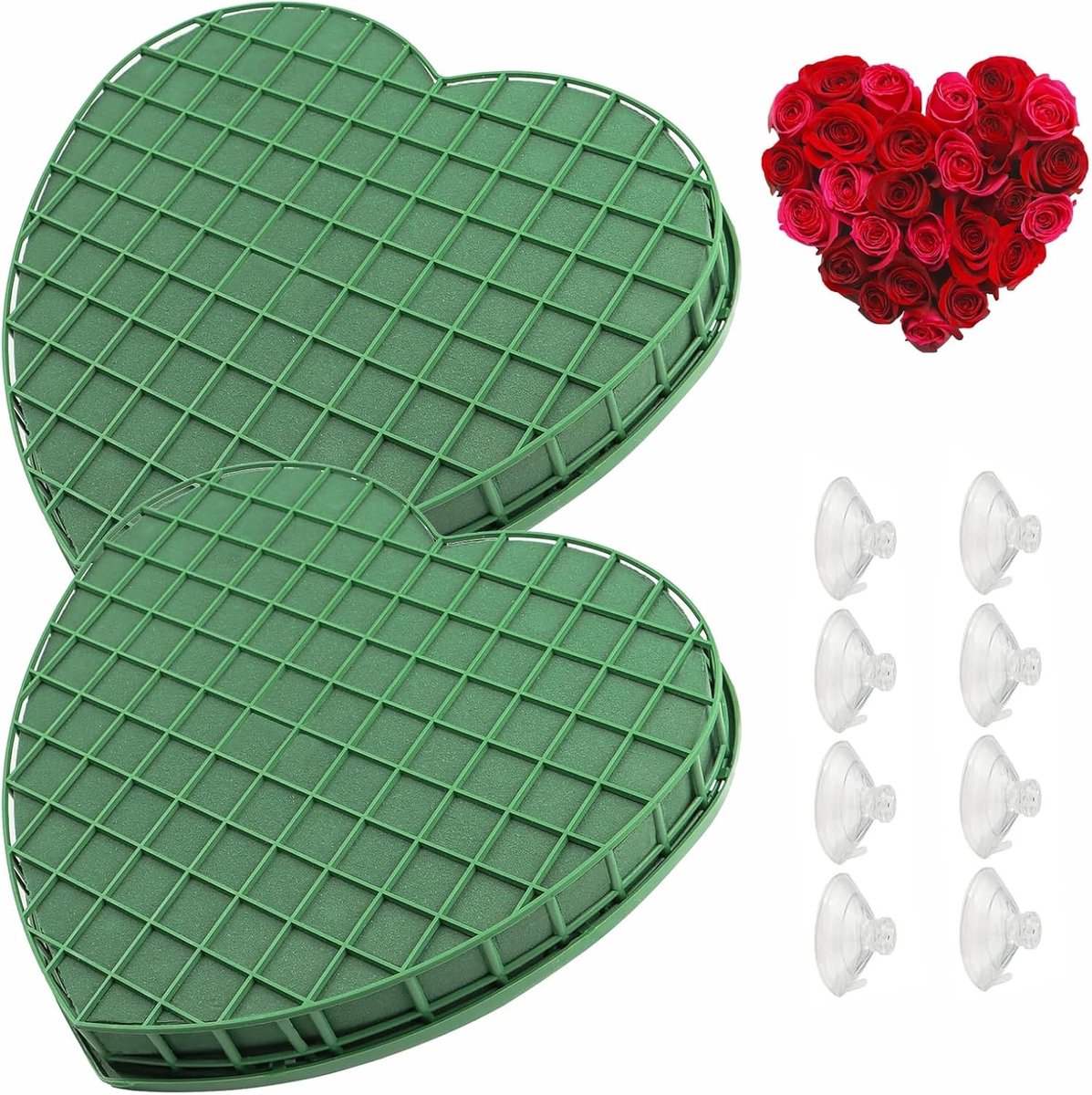 Steekschuim Hart - Groen - 31 cm - Nat Bloemschuim met Zuignappen - Voor Feesten en Decoraties